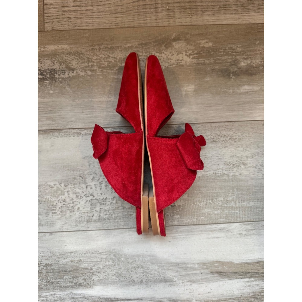 Beast Fashion Maisy Bow Mule Coquette Balletcore Women's 6 Red Pointed Toe Flat - Picture 9 of 10